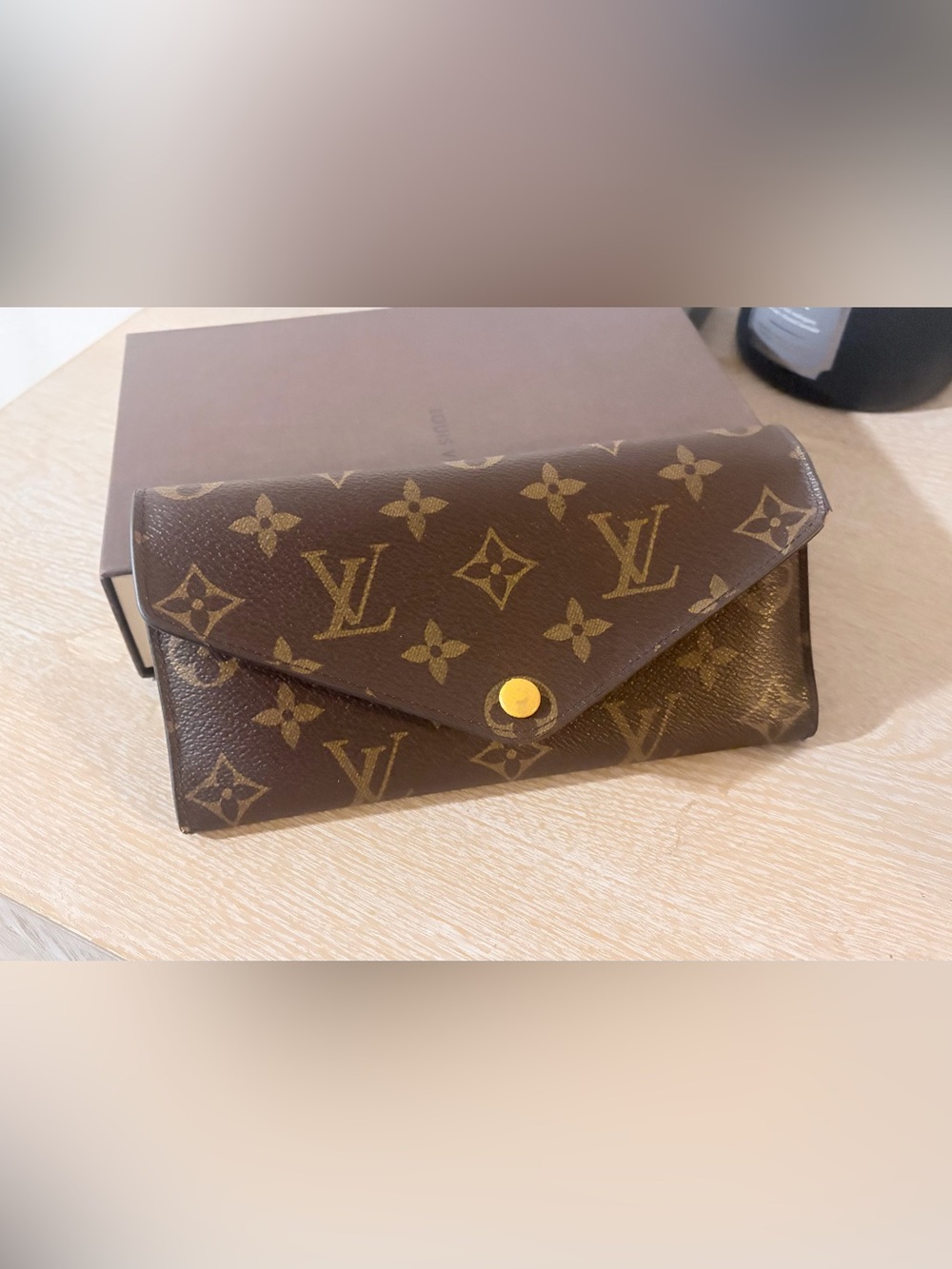 Louis Vuitton Monogram Canvas Envelope Wallet in Brown and Gold